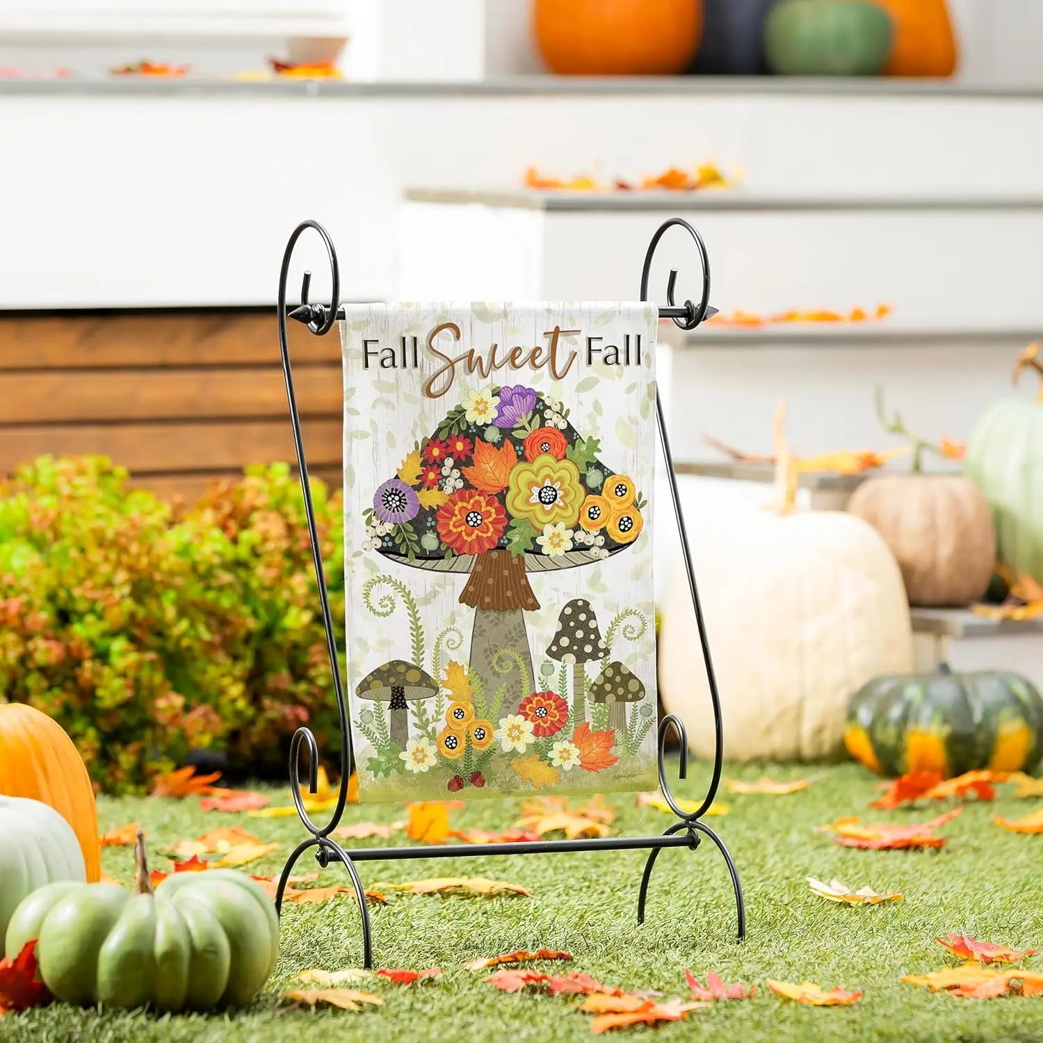 Evergreen Flag Mushroom Fall Floral Garden Flags 12x18 Double Sided, Small Welcome Garden Flags for Outside, Autumn Decorati WZZ