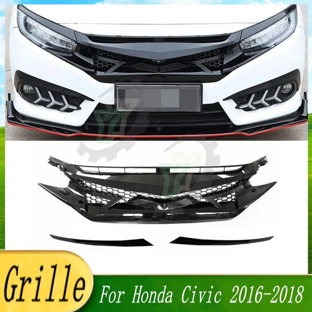 Car Accessory Front Bumper Grille Centre Styling Upper Grill For Honda Civic Sedan/Hatchback 2016 2017 2018