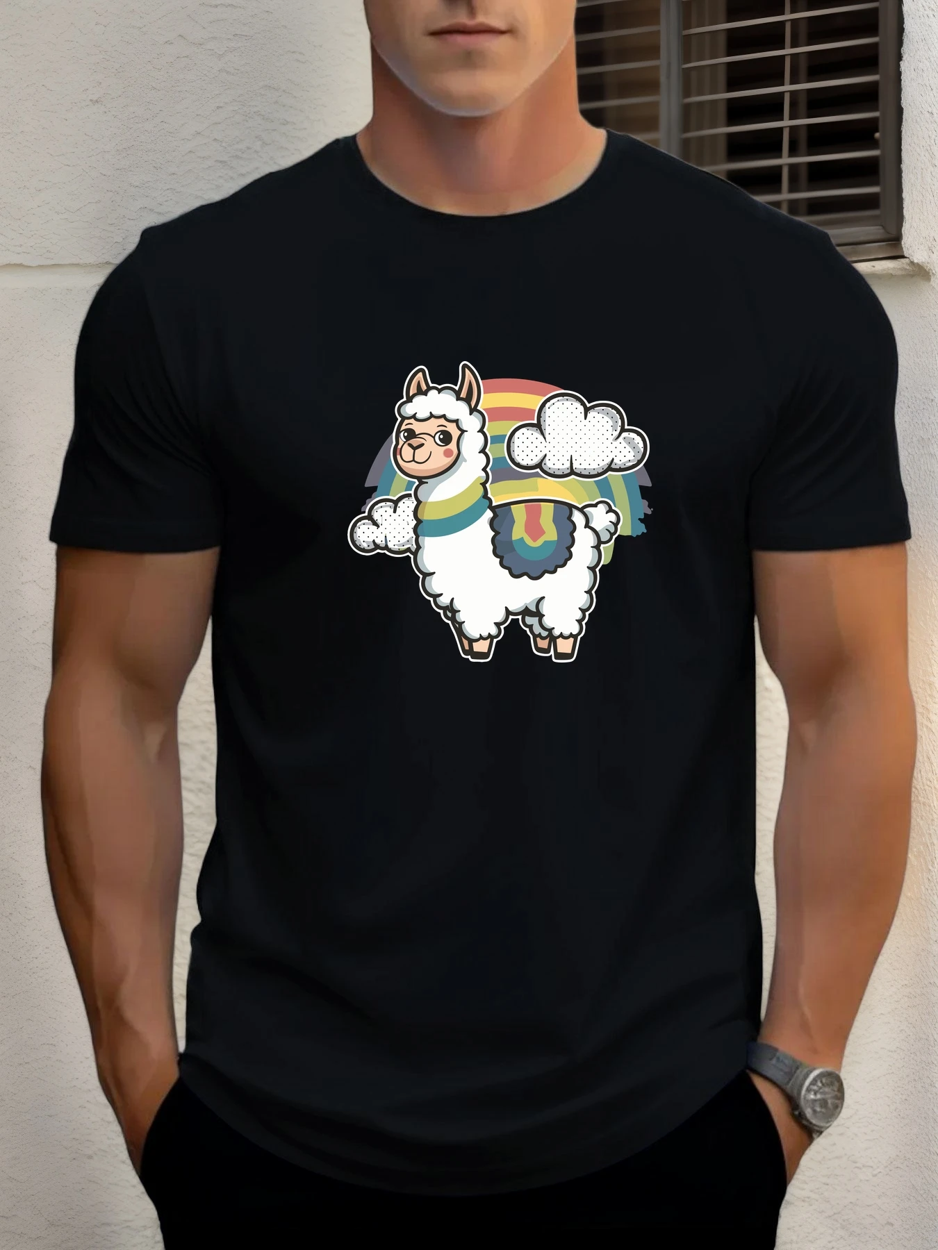 

T Shirt For Mens Alpaca 100% Cotton Graphic Printing Summer Round Neck T-Shirt Casual Breathable Street Style Daily Top