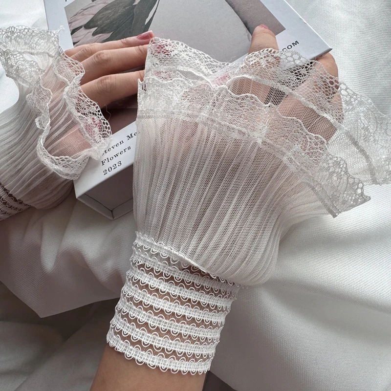 Manchettes en dentelle Lolita pour femmes, avec nœud, petites bijouteries