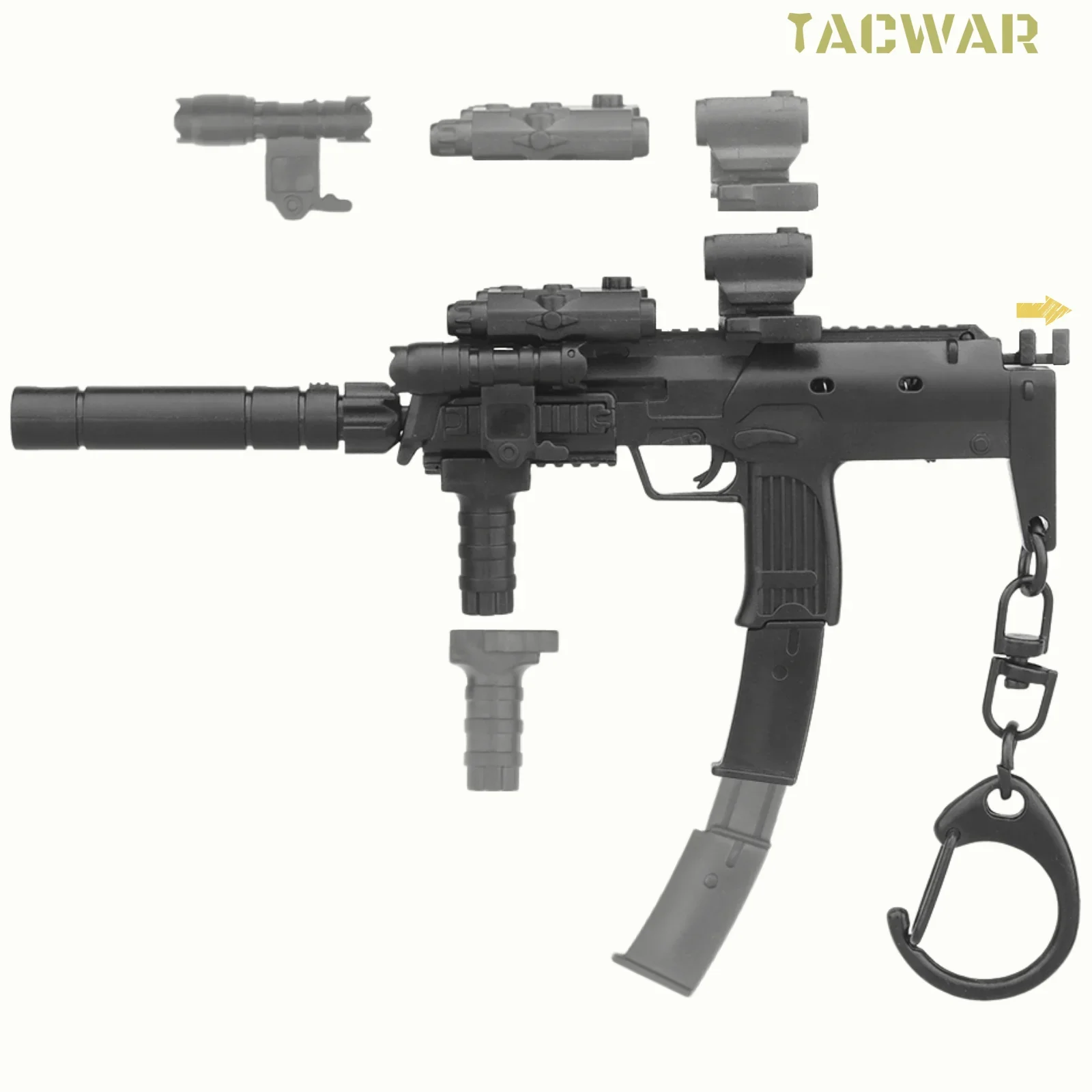 

Брелок для ключей в форме мини-пистолета Submachine, модель пистолета MP7A2, игрушка-антистресс, подарок для пистолета страйкбольного типа MP7, крутой брелок для мужчин