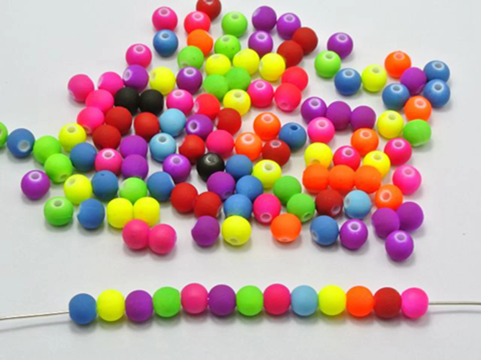 500 Mixed Matte Fluorescent Neon Beads Acrylic Round Beads 6mm(0.24\