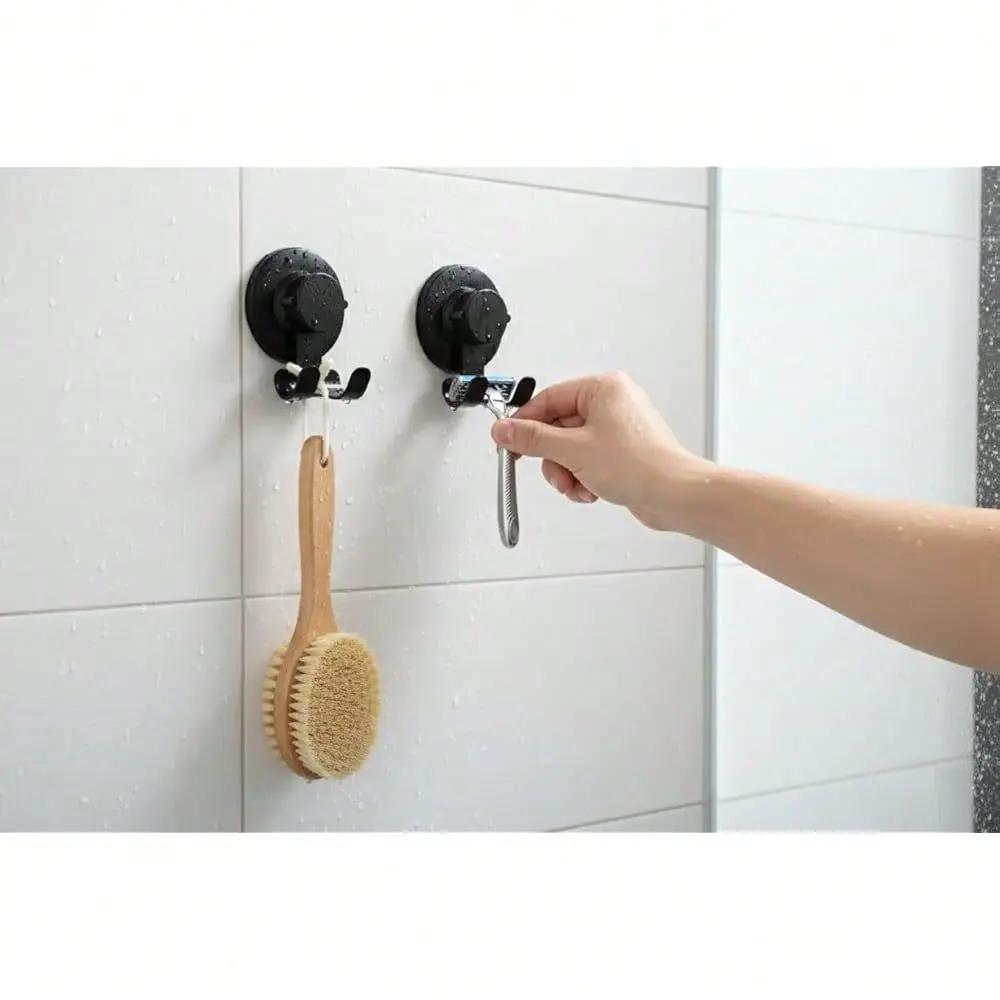 

Cup Hooks Razor Holder Powerful Vacuum Organizer For Towel, Razor, Coat, Bathrobe And Loofah 304 Stainless Steel Removable Hook