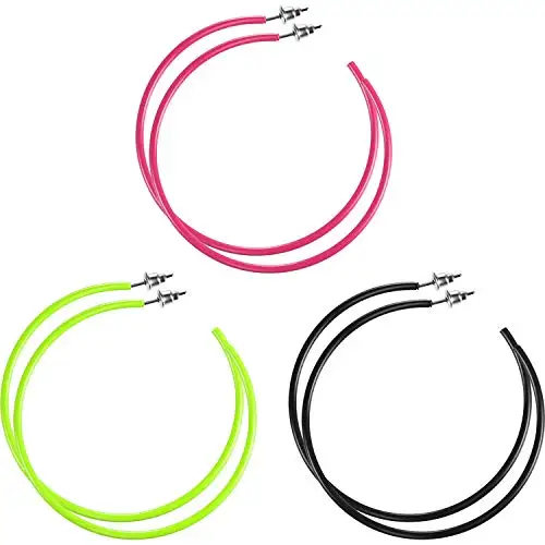 3 Pairs Neon Large Circle Hoop Earrings Metallic Pink Green Black Large Circles Hoop Earrings for Women Party Prom Jewelry Gift