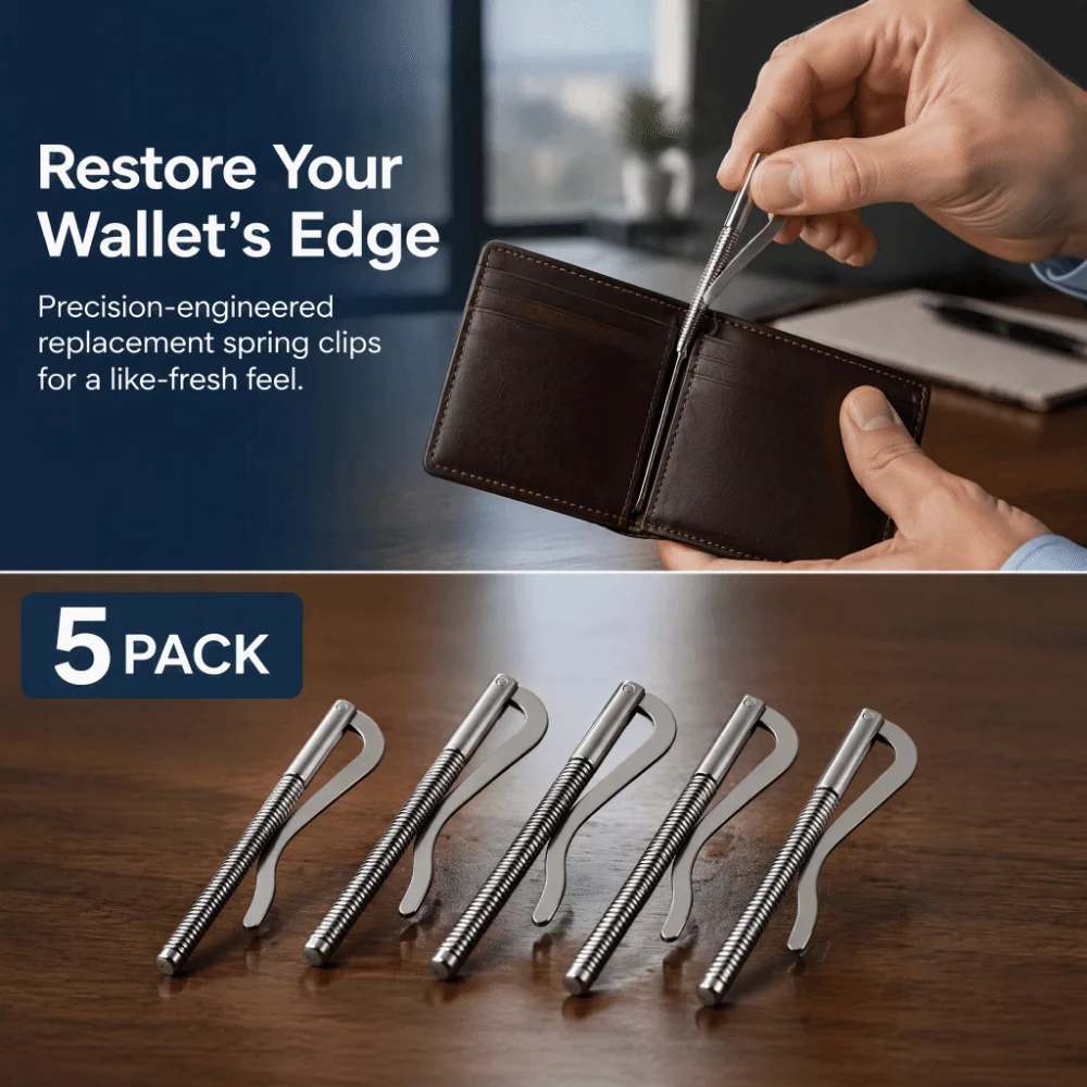 5pcs Durable 5 Pcs Money Spring Clip Spring Mechanism Silver Tone Leather Wallet Clip DIY Tool Money Clip Wallet Wallet Repair