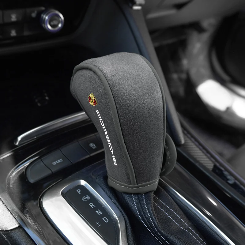 Suede Car Gear Shift Handle Cover Shifter Protect Case Auto Accessories For Porsche 911 718 Taycan Panamera Cayenne Macan Cayman