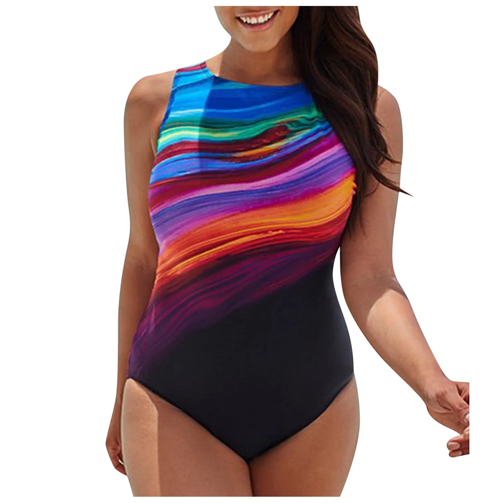 Large Size Women\'s Swimsuit 2024 Summer Fashion Printed One Piece Swimwear Bodysuit Female Sexy Bikini Bathing Suit Beach Wear