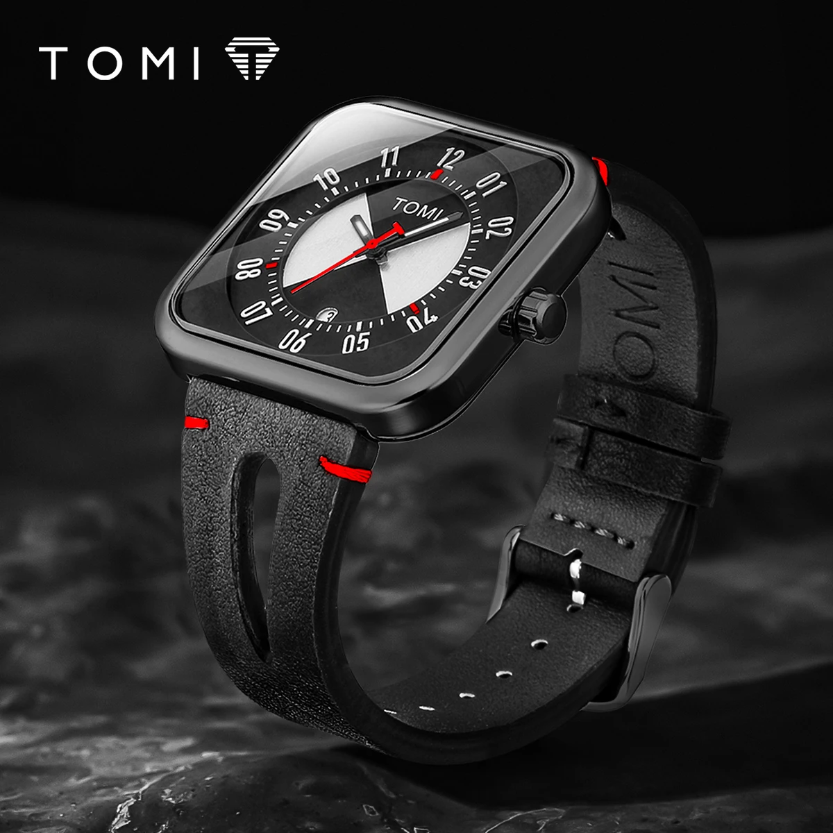 TOMI Fashion Square Watch Men\'s and Women\'s Simple and Atmospheric Business Leisure Trend Quartz Electronic Watch