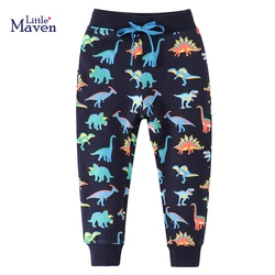 Little maven 2024 Autumn Spring Toddler Baby Boys Children'Clothing Dinosaurs Trousers Kids Clothes Sweatpants Pants Cotton