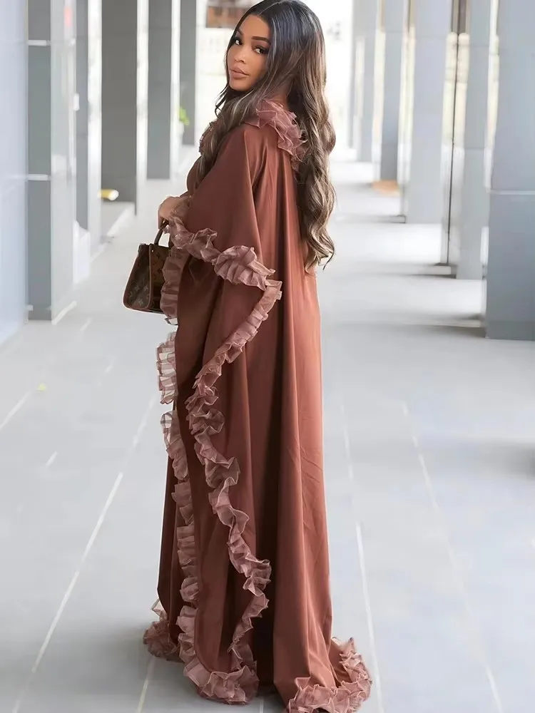 

Women's Luxury Silk-Cotton African Boubou Kaftan Long Gown Ultra Soft Skin-Friendly Premium Quality Abaya Dress