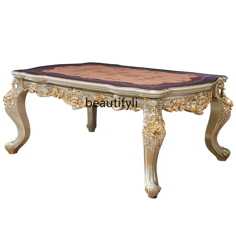 178European marble dining table, American luxury, square table full wood carving flower 1.6 meters champagne gold dining table29
