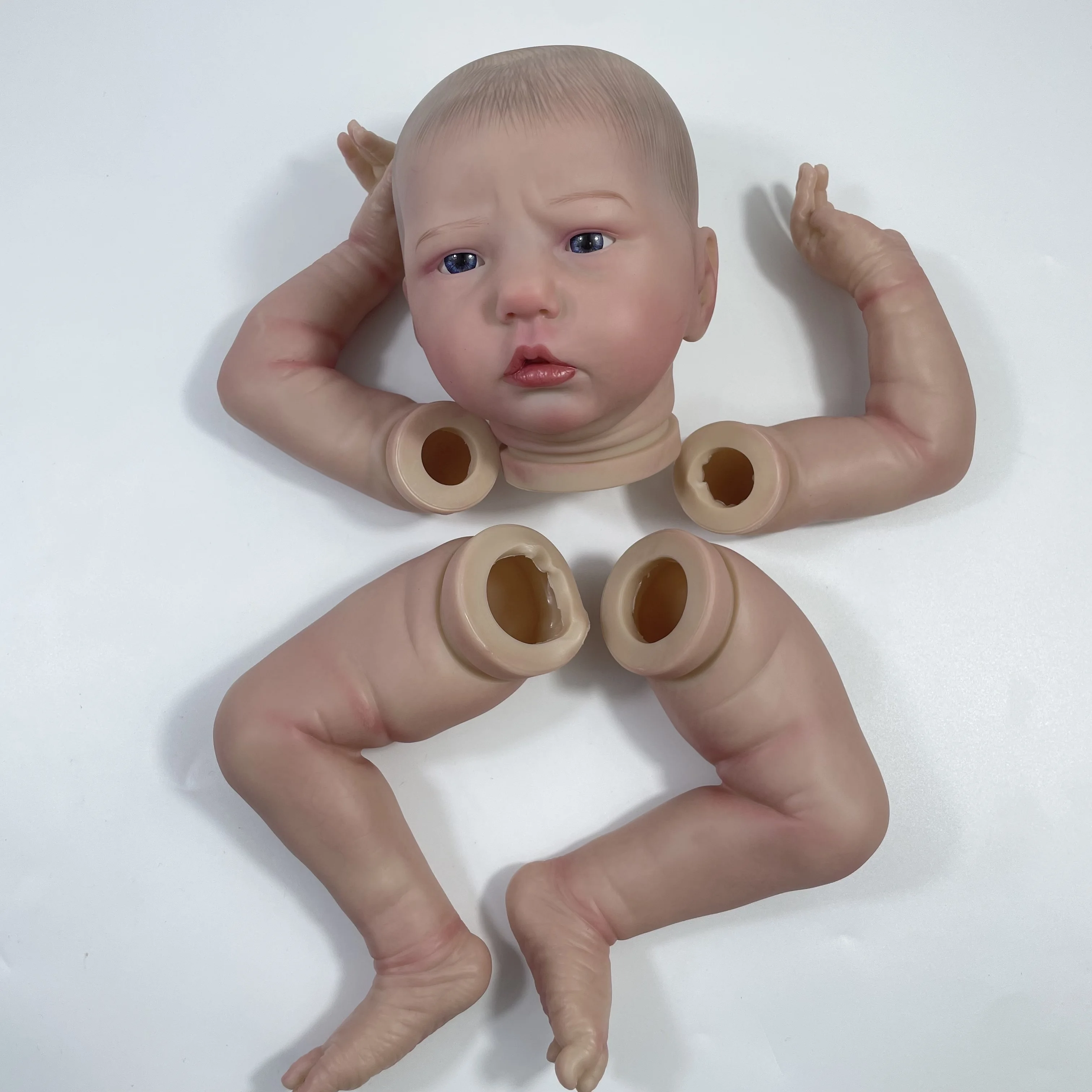 MRB 19 inch Already Painted Reborn Doll Kits Ellie-Sue With Blue Eyes Vinyl Reborn 3D Painted Skin Unassembled DIY Doll Kit Mold