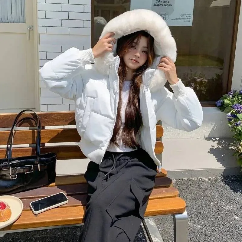 

Winter 2025 New Down Jacket Women Parkas Fashion High-Quality Warm Cotton Padded Coat Ladies Short Overcoat Hooded Overwear Tops