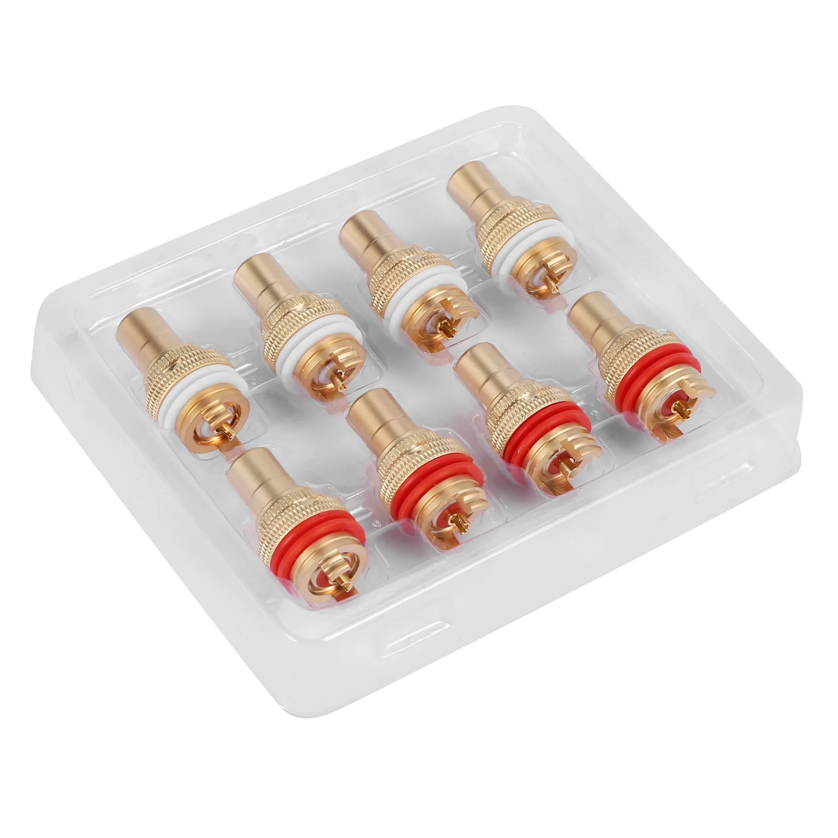 8pcs Red+White RCA Female Socket Chassis High Quality RCA CMC Female Connector Phono Copper Plug Amp HiFi HOT