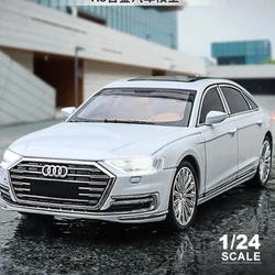 1:24 AUDI A8 Alloy Car Model Diecasts Metal Vehicles Car Model Simulation Sound and Light Collection Boys Toy For Childrens Gift