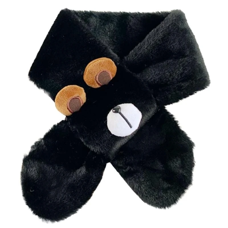 

Bear Scarf for 3-10Y Kids Cartoon Plush Neck Scarf Winter Warm Neckwrap Boys Girls Unisex Neck Wear Scarf