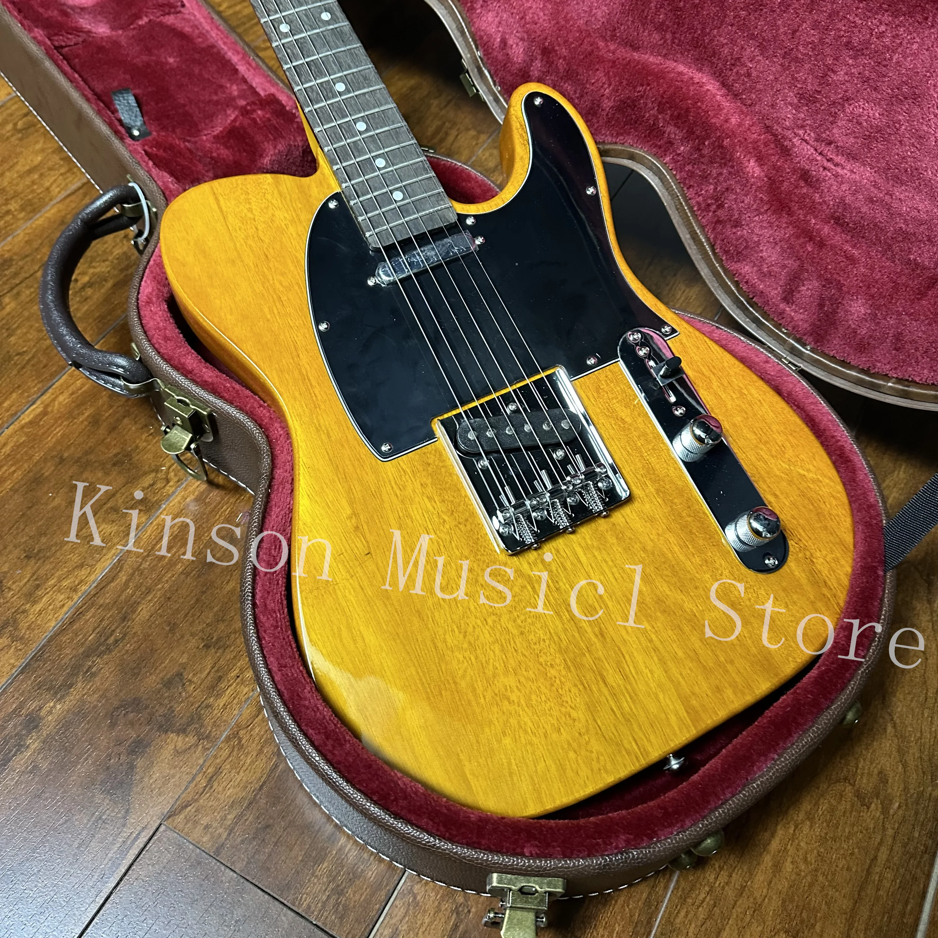 yellow 6-string TL electric guitar maple neck SS pickup fixed bridge