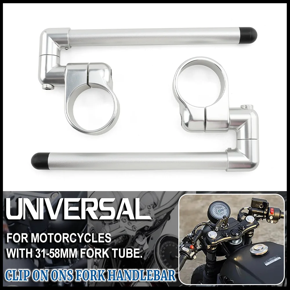 

Universal 31 32 33 35 36 37 39 41 43 50 51 52 58MM Adjustable Motorcycle Racing Clip On Ons Fork Handlebar Handle Bar Cafe Racer