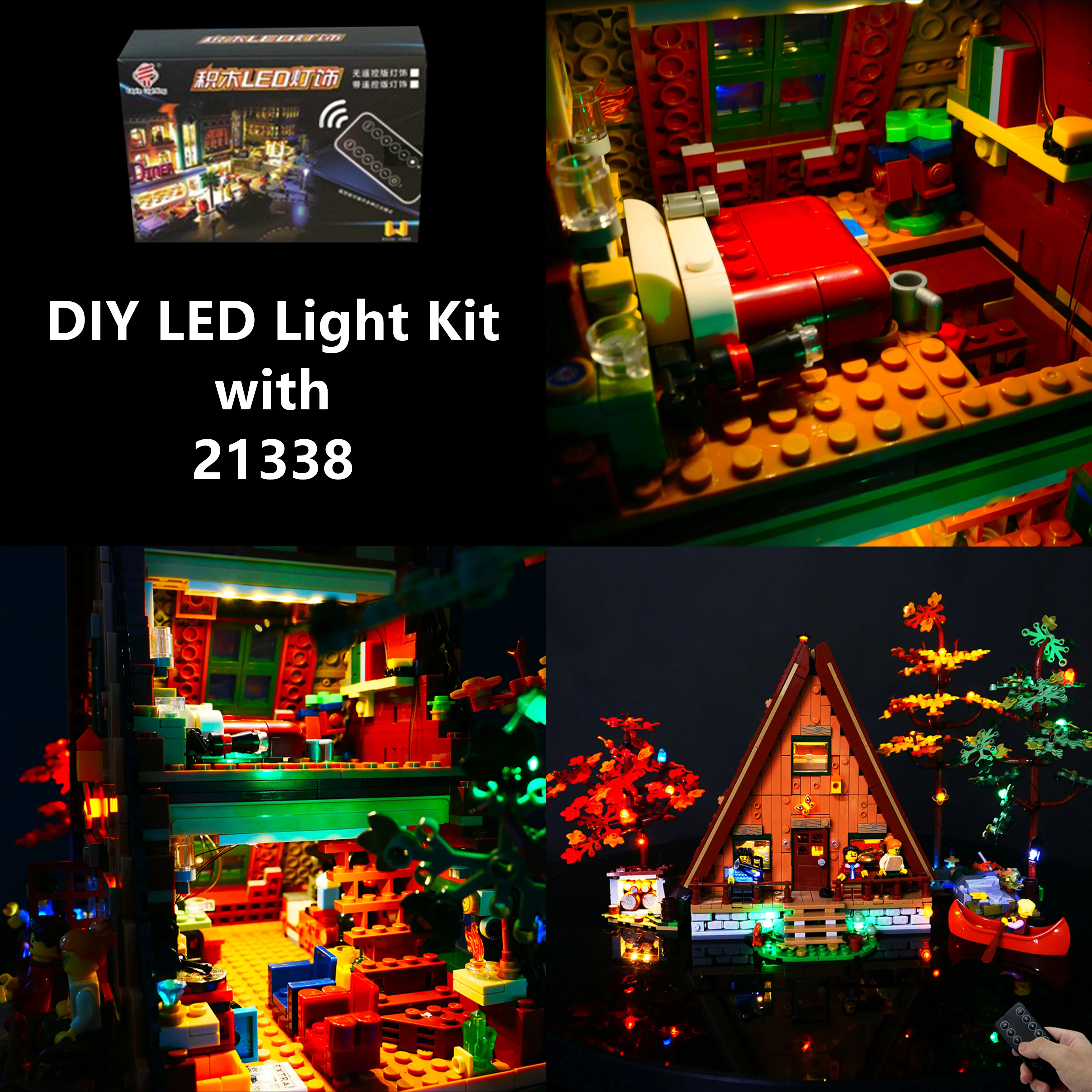 

DIY Building Block LED Light Kit for 21338 Nature Retreat Forest Cabin Model, Remote Control Decorative Lights for Display