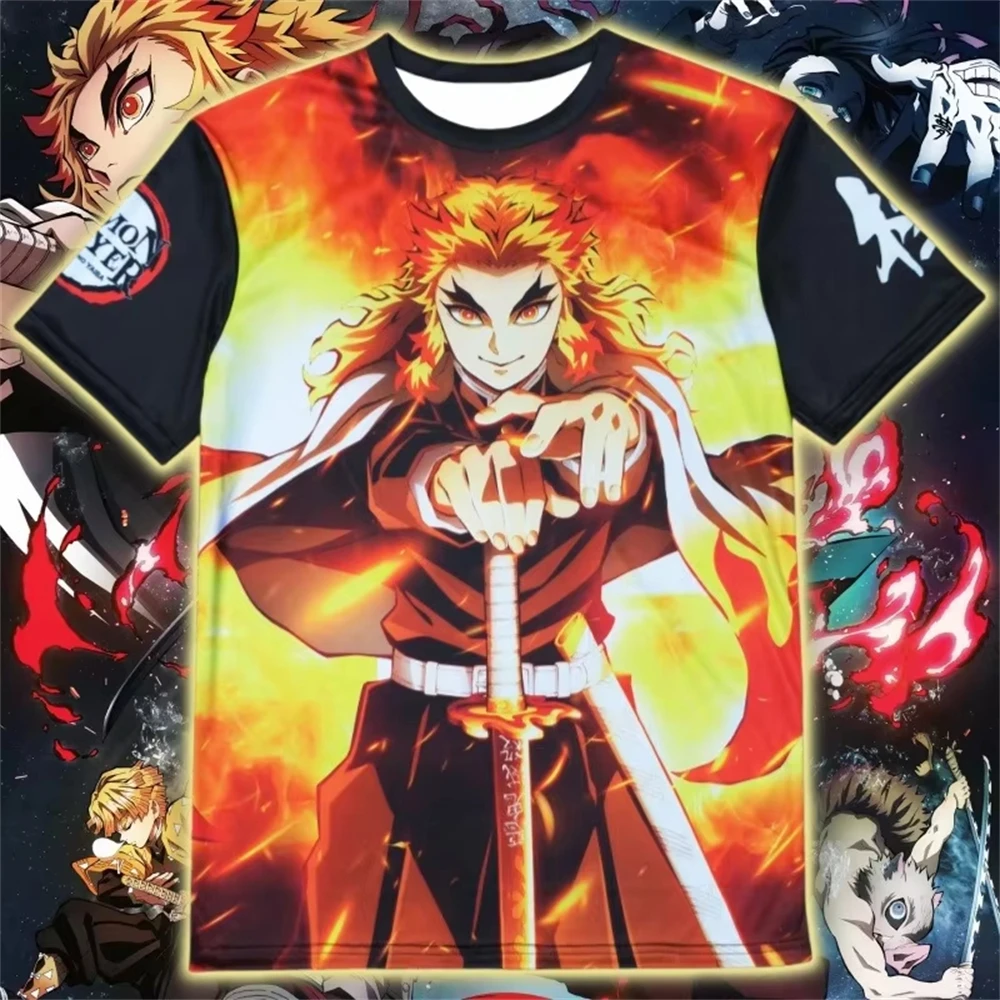 

2025 New Demon Slayer 3d Print T-shirt Kyojuro Rengoku Unisex Japanese Anime 3D Printed Clothing T-shirt Men's T-shirt Clothing