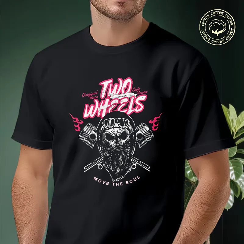 

Wheels Motor Biker Bike Ra Men's Moto T Shirt Casual Dress High Quality Mens Cotton Round Neck Short Sleeved T-shirt
