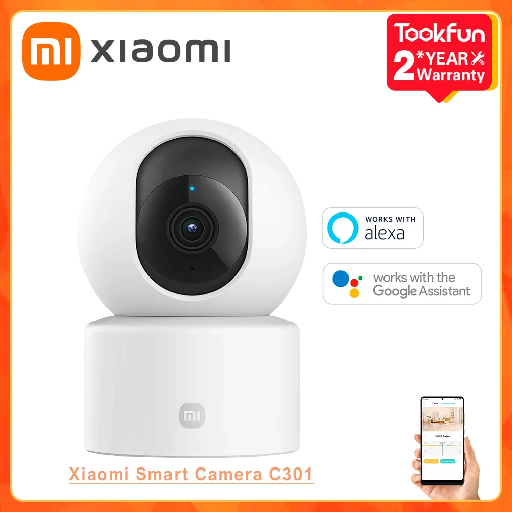 Global Version Xiaomi Smart Camera C301 CCTV 2K Image Quality Full Colour Night Vision Two-Way Communication Alexa And Google