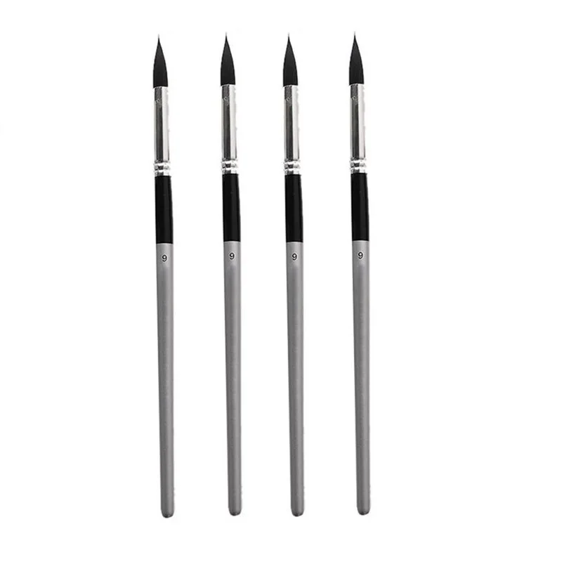 4pcs Size 9 Watercolor Paint Brushes Set Round Pointed Tip Paint Brushes Perfect for Water Color Acrylics Ink Gouache Oil