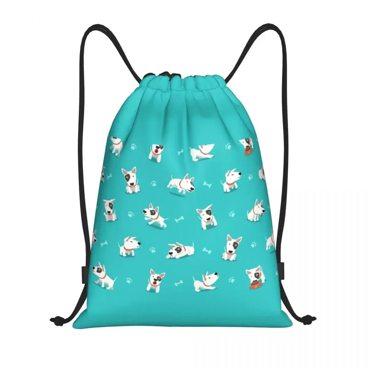 Custom Cute Bull Terrier Puppy Drawstring Bag for Shopping Yoga Backpacks Women Men Animal Dog Sports Gym Sackpack