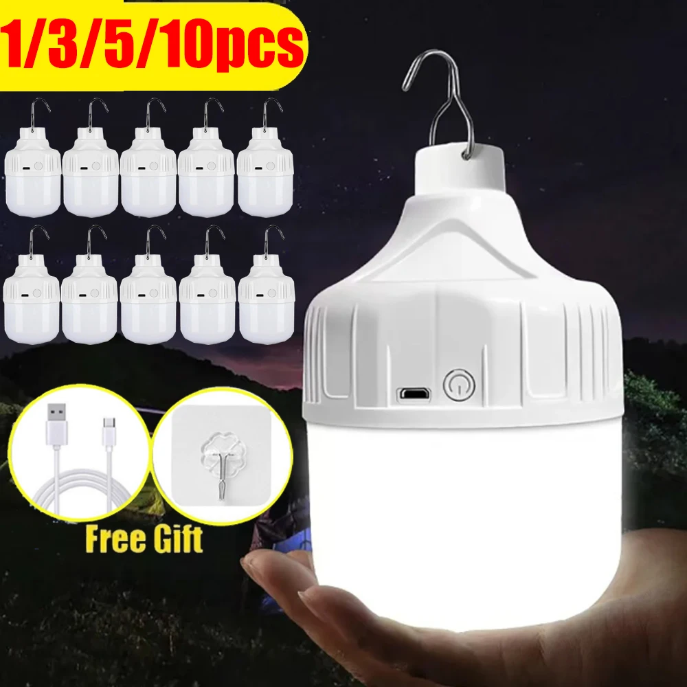 1-10pcs High Power LED Light Portable Outdoor Lamp USB Rechargeable Emergency Lamp Camping BBQ Lamp Search Light Emergency Bulb