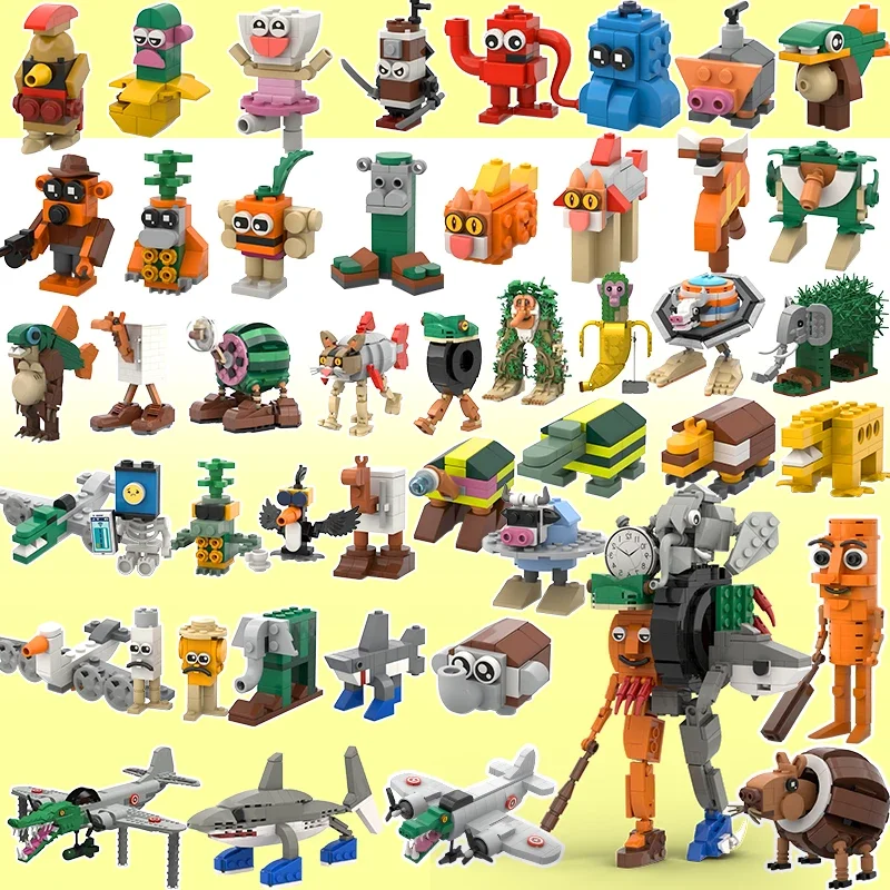 

MOC Italian Brainrot Bricks Tung Tung Sahur Figures Tralalero Tralala Building Blocks Toys for Boys Birthday Gifts