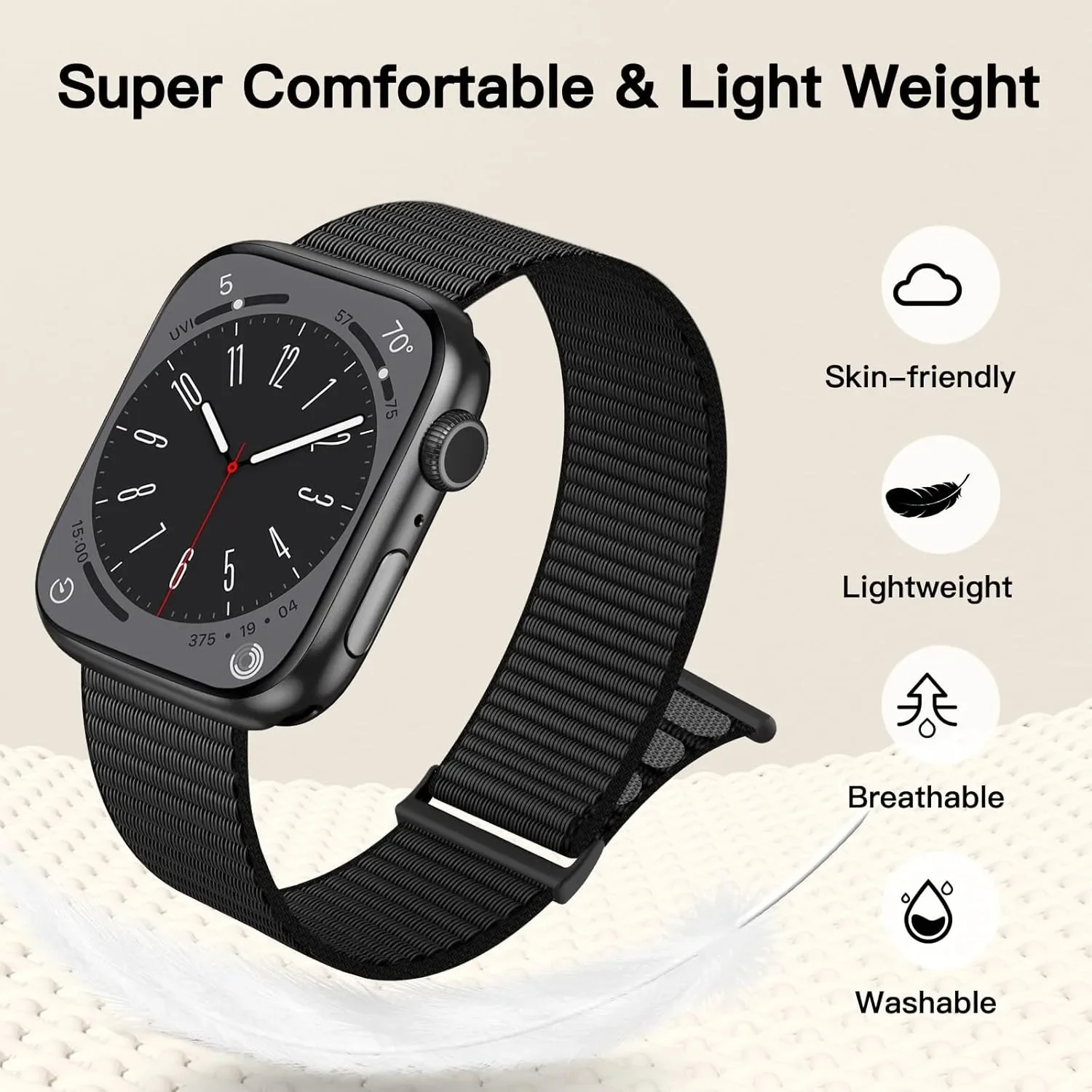 Nylon Loop Strap For Apple Watch Band Ultra 49mm 42mm 40mm 45mm 44mm 46mm Sport  Bracelet Iwatch Bands Series 12 11 10 9 8 7 6