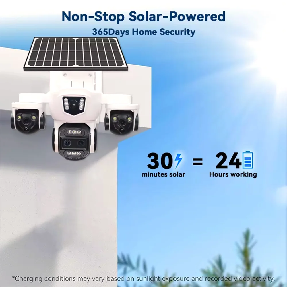 DIFANG 12MP 4G WiFi Solar PTZ Camera, 3 Screen Display 10X Zoom, Complete Wireless Outdoor Security, No Power Cable Needed