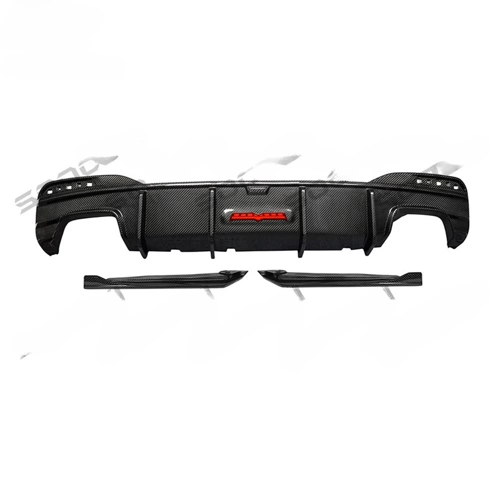 for Dry Carbon Fiber Rear End Diffuser TAKD Rear Bumper Lower Diffuser With LED Brake Light for BMW G30 G30 520i 530i 540i M550i