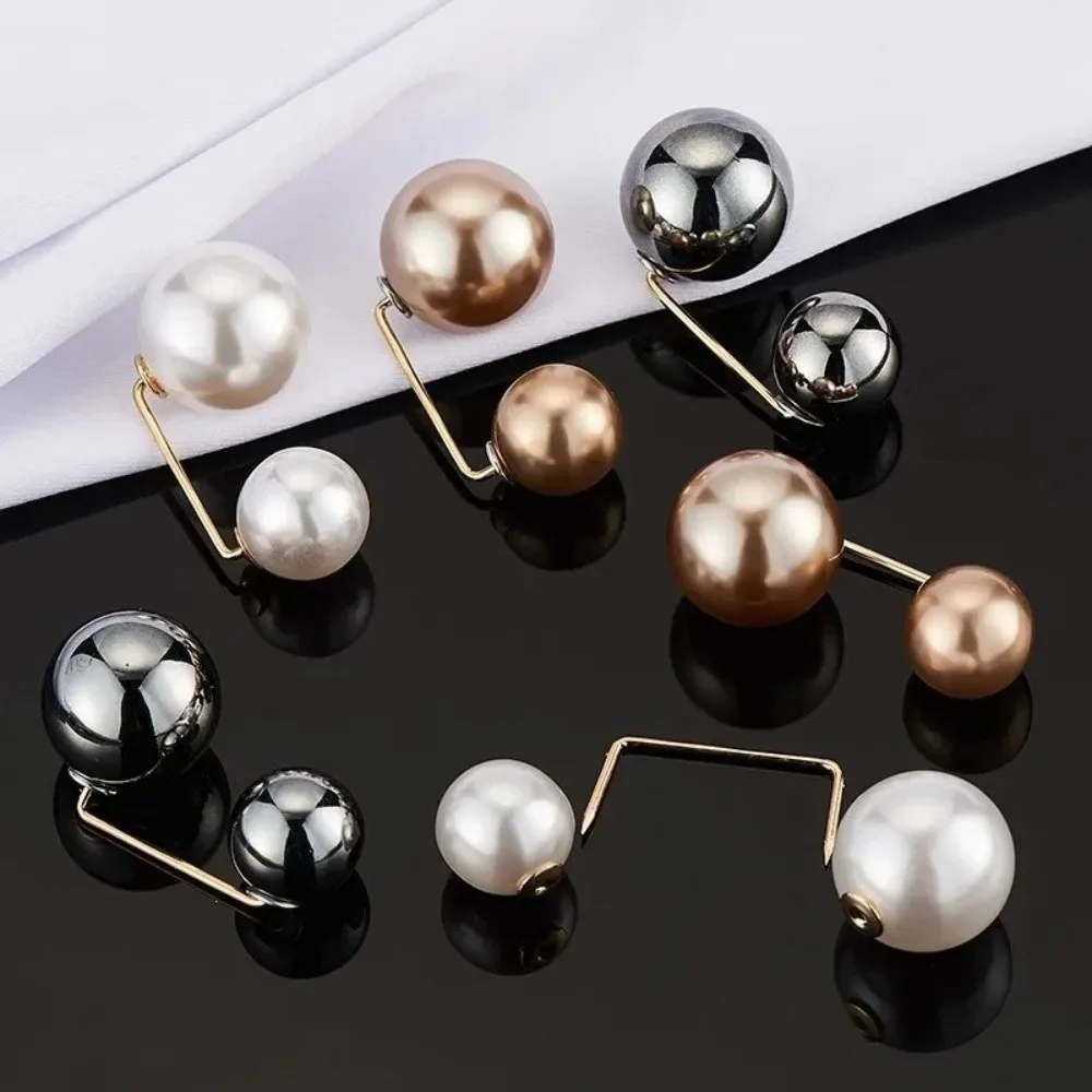3/6/8PCS Double Head Pin Pearl Brooch Non-Slip Adjustable Collar Clip Waist Fastening Pins DIY Sewing Multi-Purpose