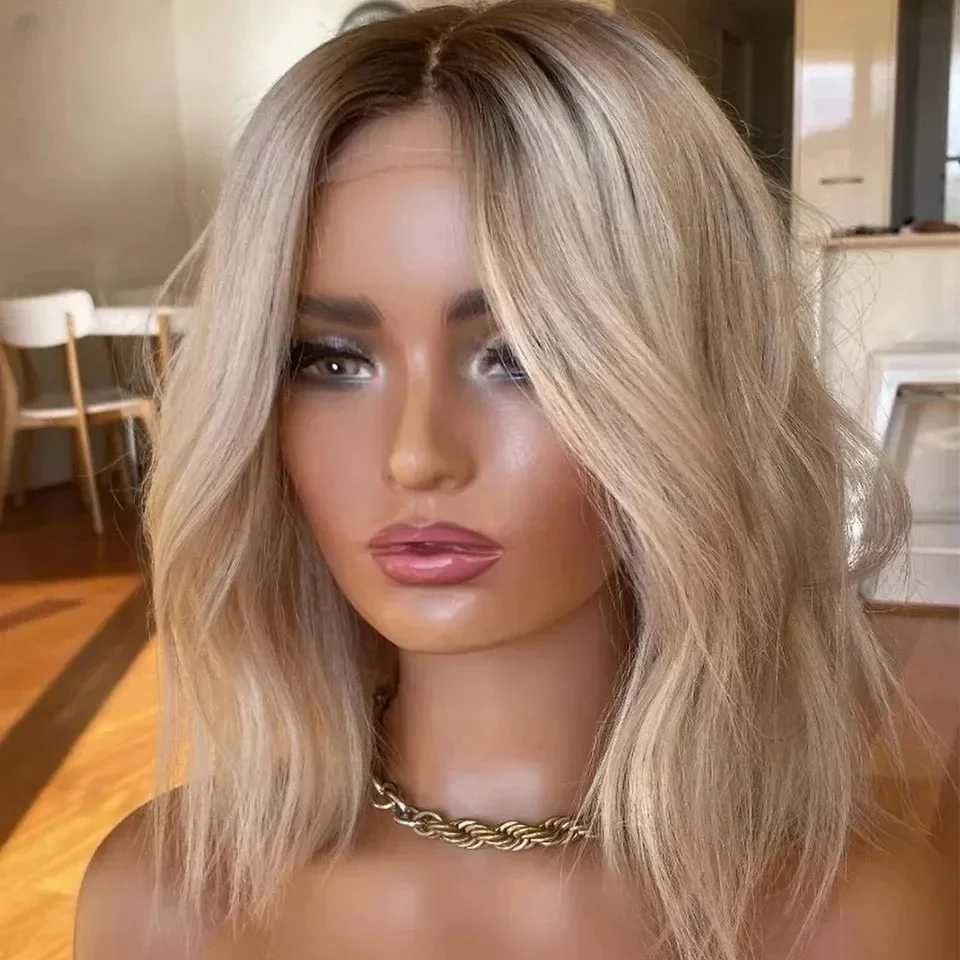 

Синтетический парик Новый натуральный волнистый Ombre Светло-русый Темные корни Парики высокого качества Термостойкое волокно Женские парики на распродаже