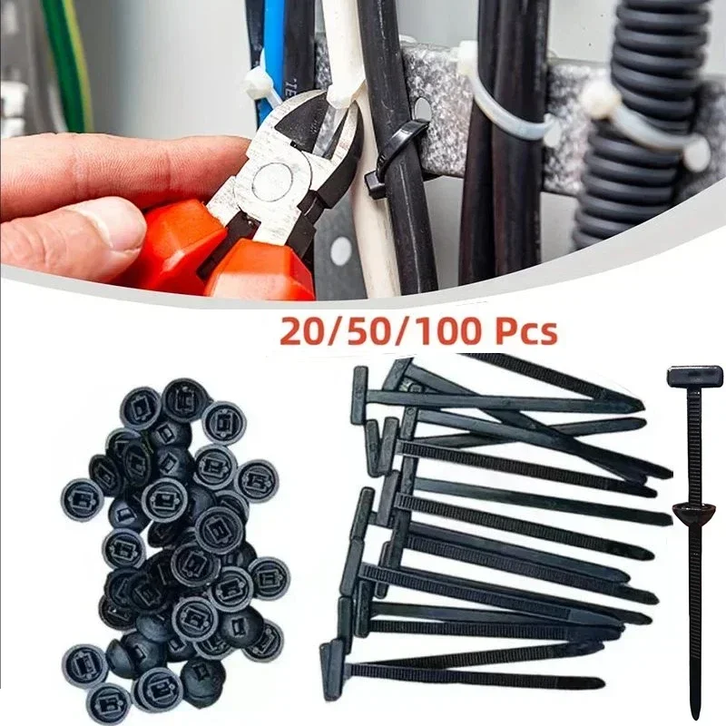 20/100pc Nylon Cable Tie Buckle Self-locking Zip Tie Buckle Household Cable Fixed Strap Gap Car Instrument Zip Tie