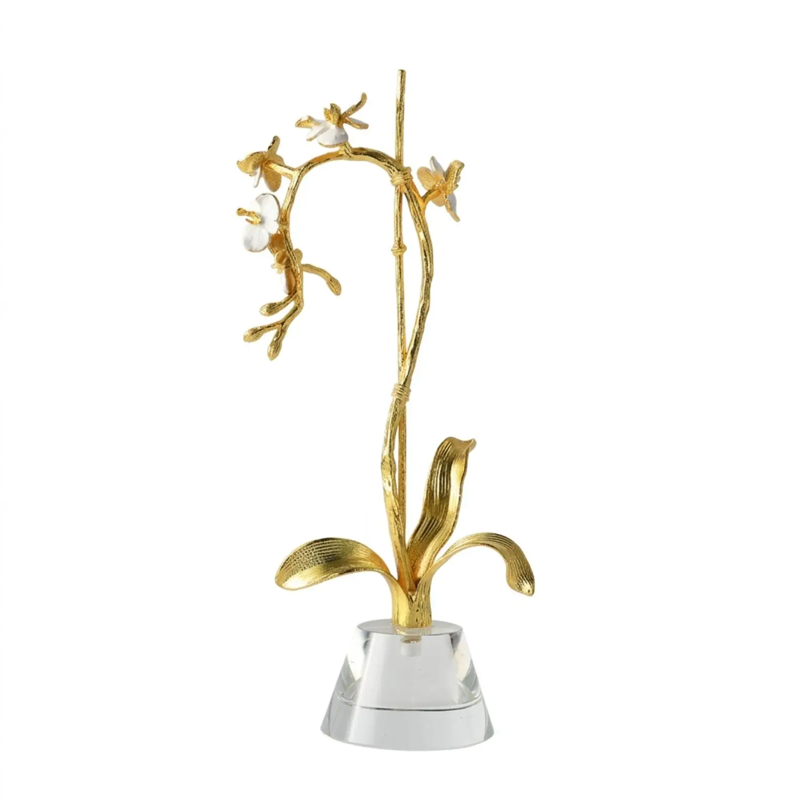 Floral Figurine Figurine Golden-Hued Sculpture Decorative for Console Table