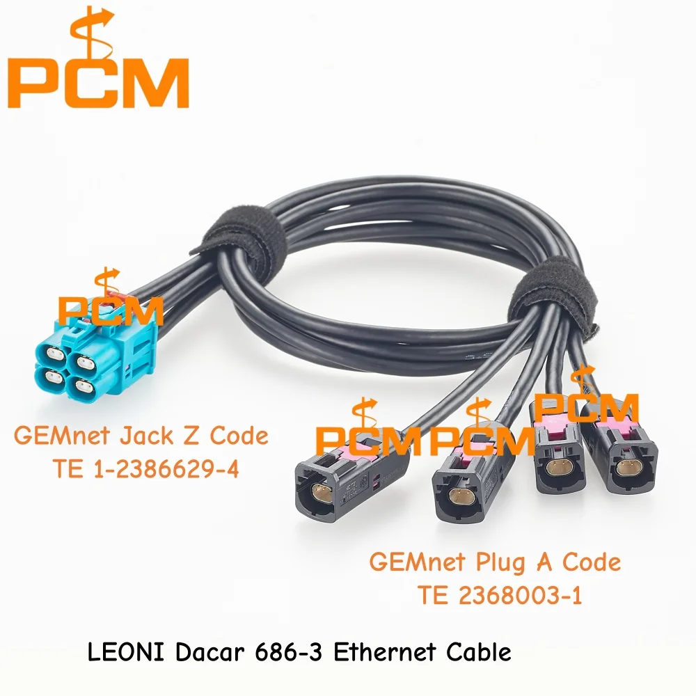 4 In 1 GEMnet Jack Z Code TE 1-2386629-4 to GEMnet Plug A Code TE 2368003-1 Automotive Ethernet Cable for Camera Vehicle Network