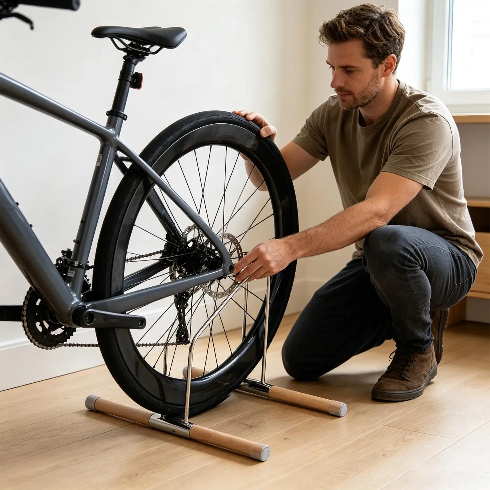 Floor Bike Stand Bicycle Ground Parking Mount Garage Bike Floor Stand For Mountain Road Apartment Home Workshop Garage Outdoor