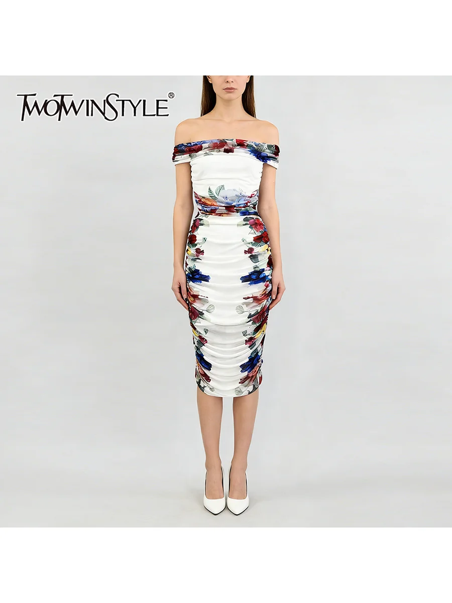 

Платье TWOTWINSTYLE с принтом, прозрачными вставками из сетки, облегающее, с вырезом на одно плечо, с драпировкой, модное женское платье