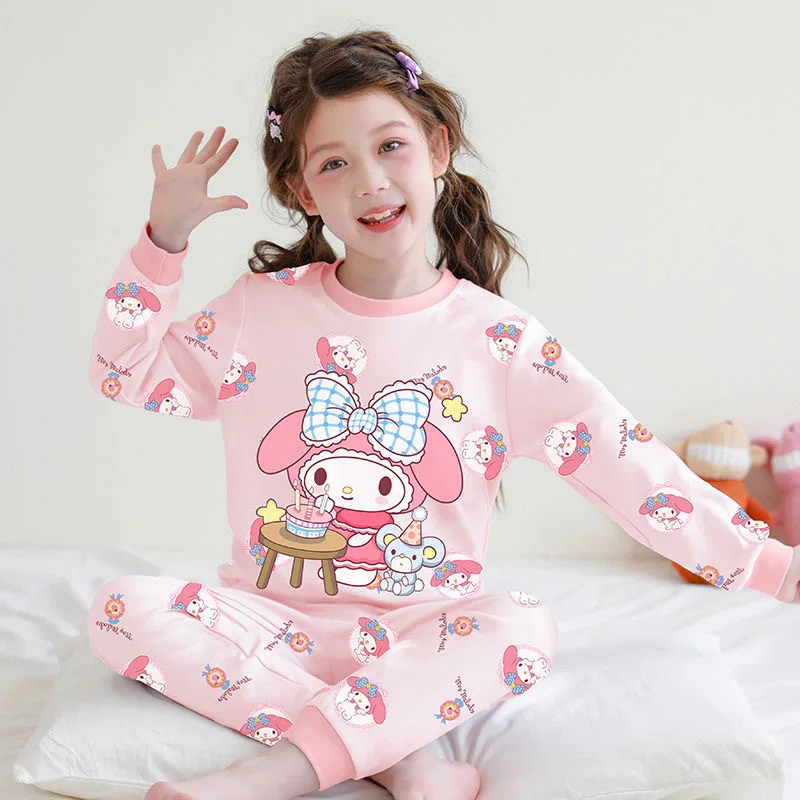 Autumn Winter Girls Pajamas Children\'s Home Clothes Girls Warm Constant Temperature Underwear Middle Large Children Clothing