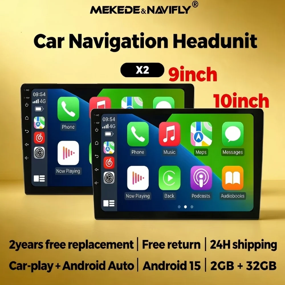 Android 15 Wireless Carplay Android Auto 2 Din universal Car Radio for VW Toyota Honda Nissan Hyundai Peugeot Citroen Ford Fiat