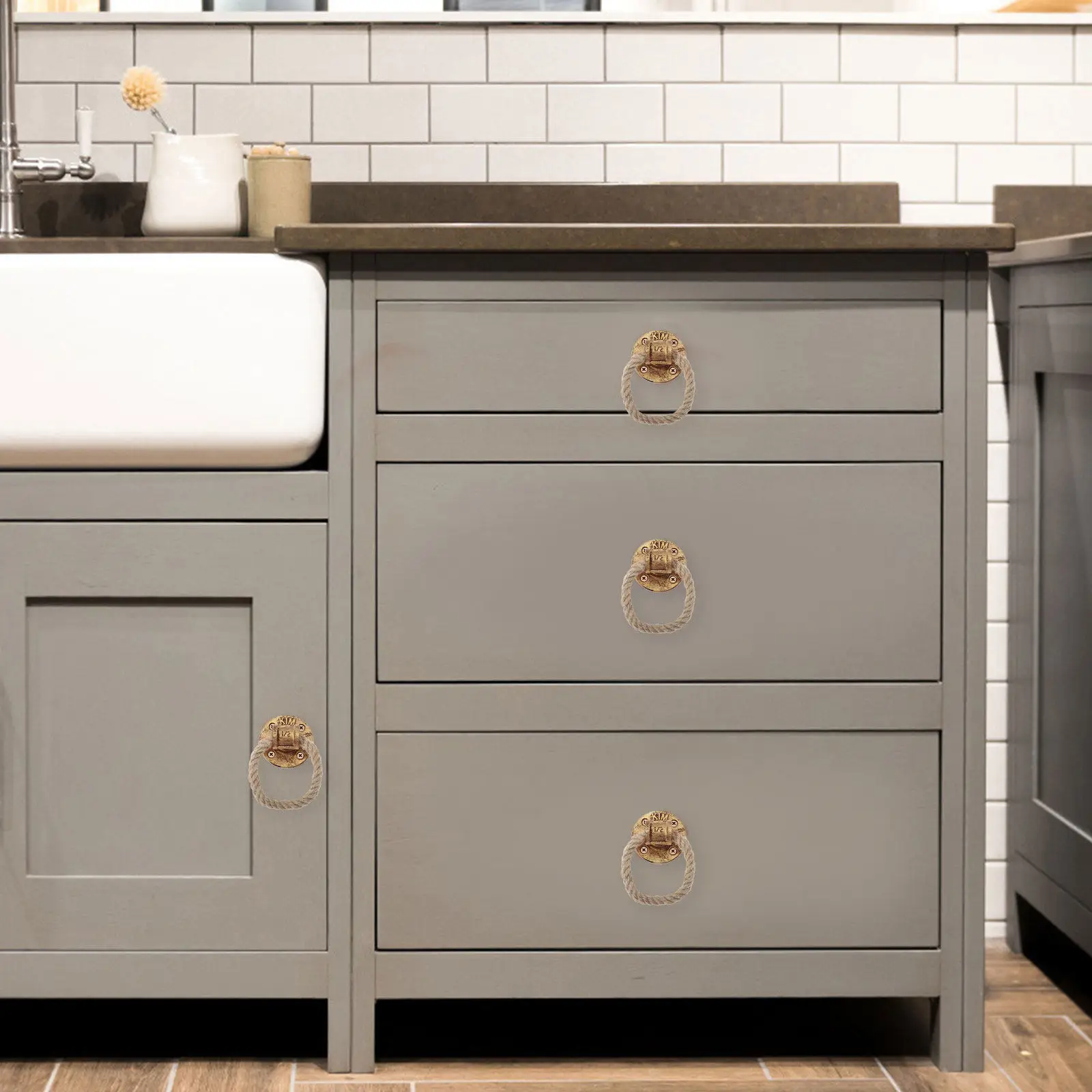 

Rustic Rope Pull Handle Vintage Drop Ring Pull Knob Cabinet Door Drawer Hardware Cabinet Door Handles Drawer Pulls Handles