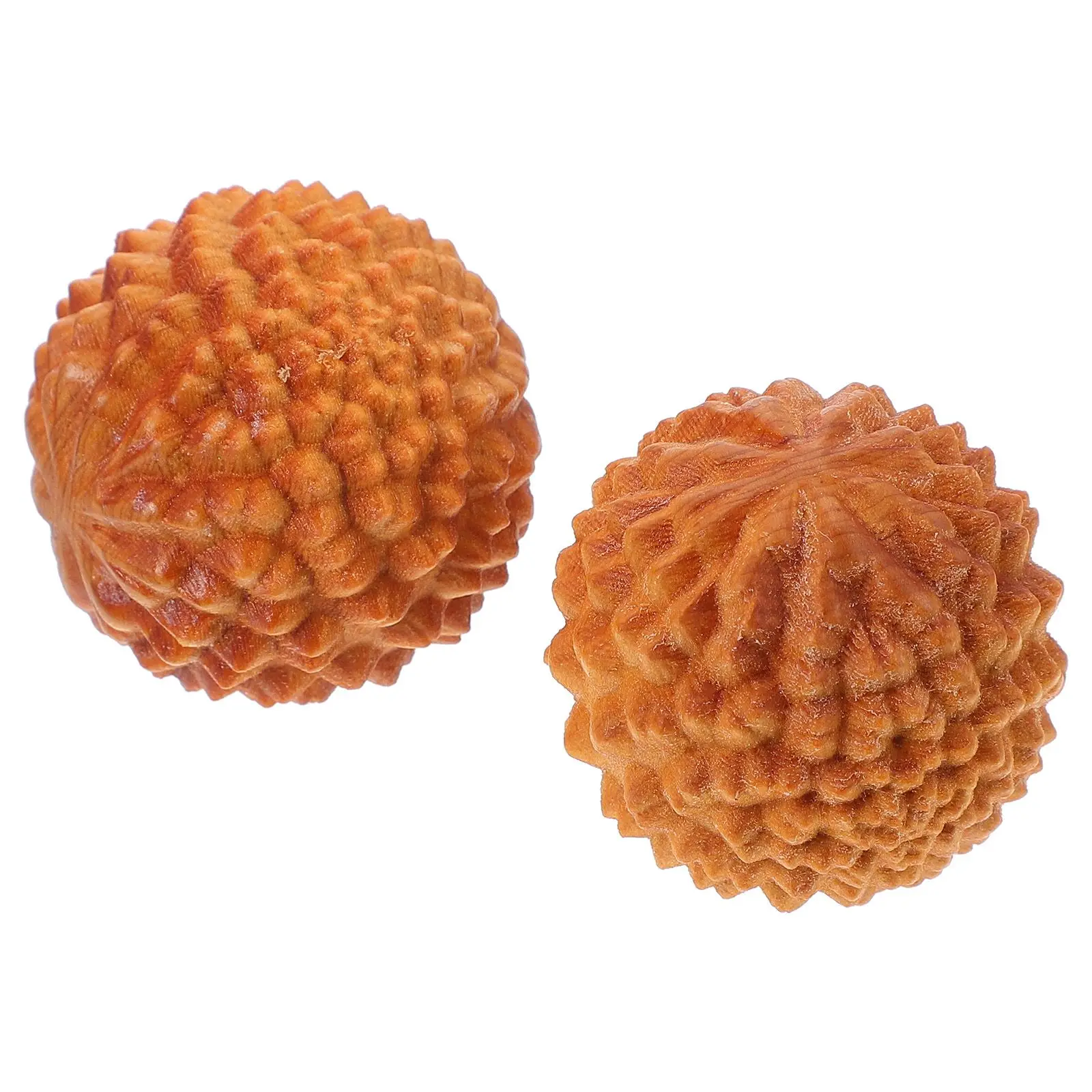 

2 Pcs Cliff Cypress Fitness Balls Durian Shaped Wood Hand Massage Roller Acupoint Massager Stretch Exercise Spa Tools