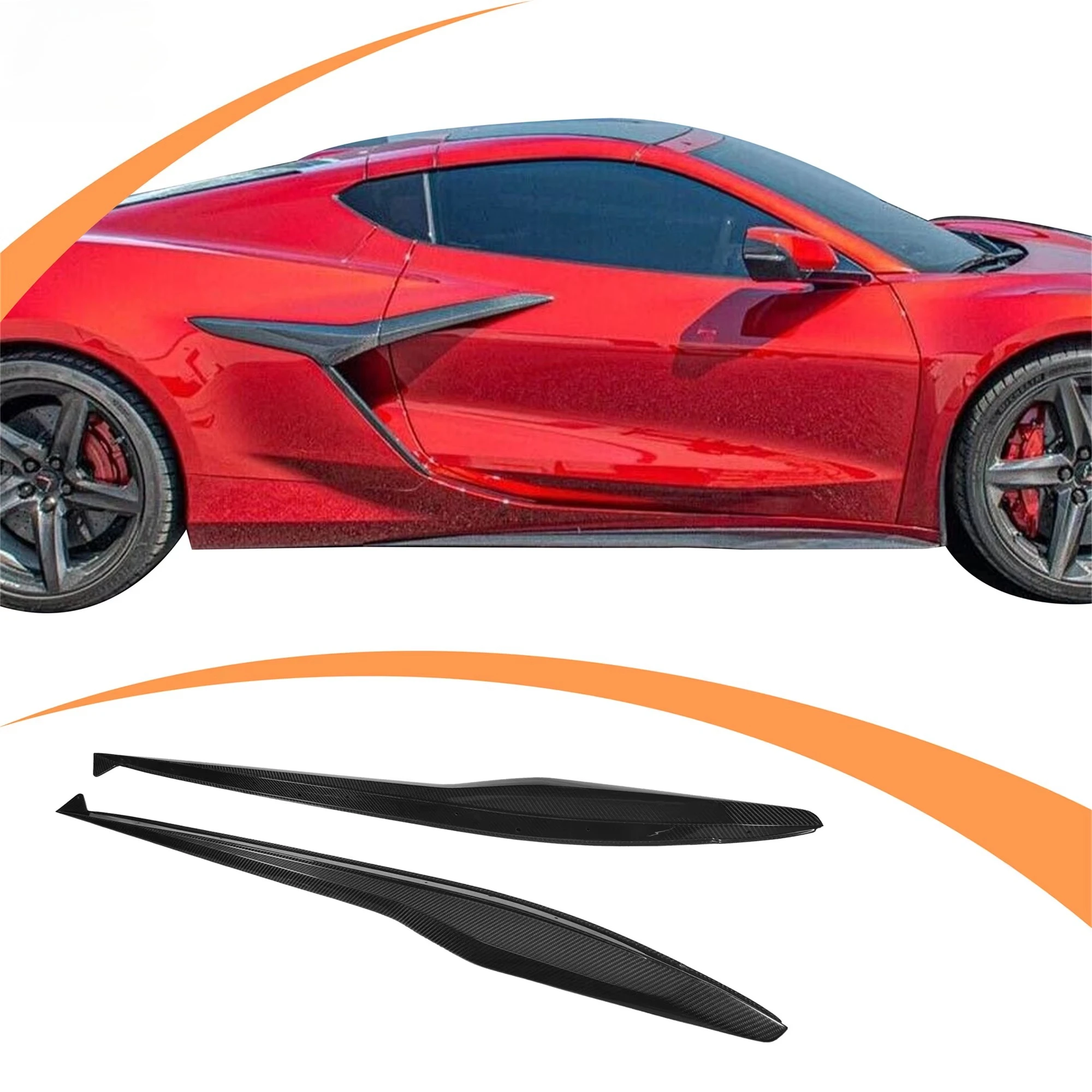 

Carbon Fiber Style Color Plastic Side Skirt Fit for Compatible with Chevy Corvette C8 Z06 Side Wing 2023+custom