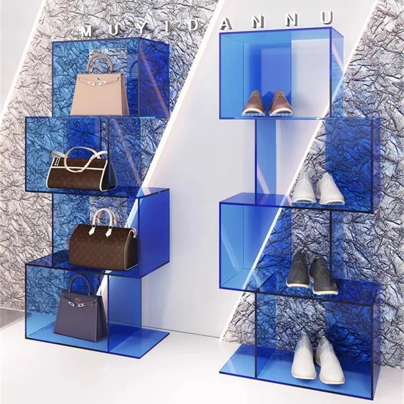 

Transparent Acrylic Plexiglass Shelf Display Rack For Clothing Store Shoe Bag Organizer Window Decoration Cabinet Rack
