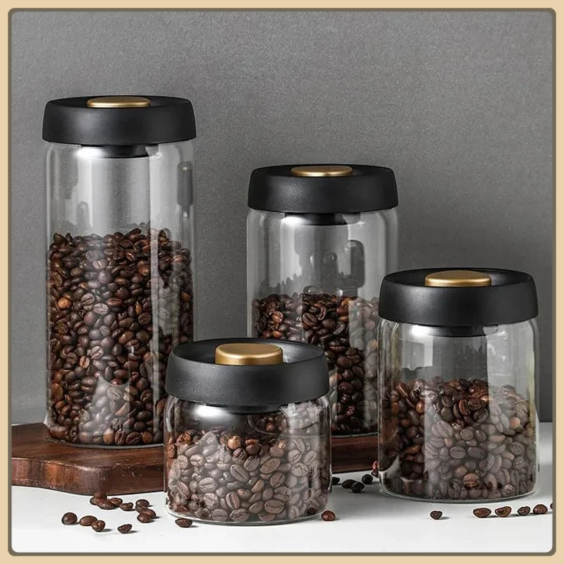 

Герметичная банка для кофейных зерен, кухонная стеклянная банка для хранения, влагостойкая вакуумная прессованная банка для хранения чая, риса, арахиса