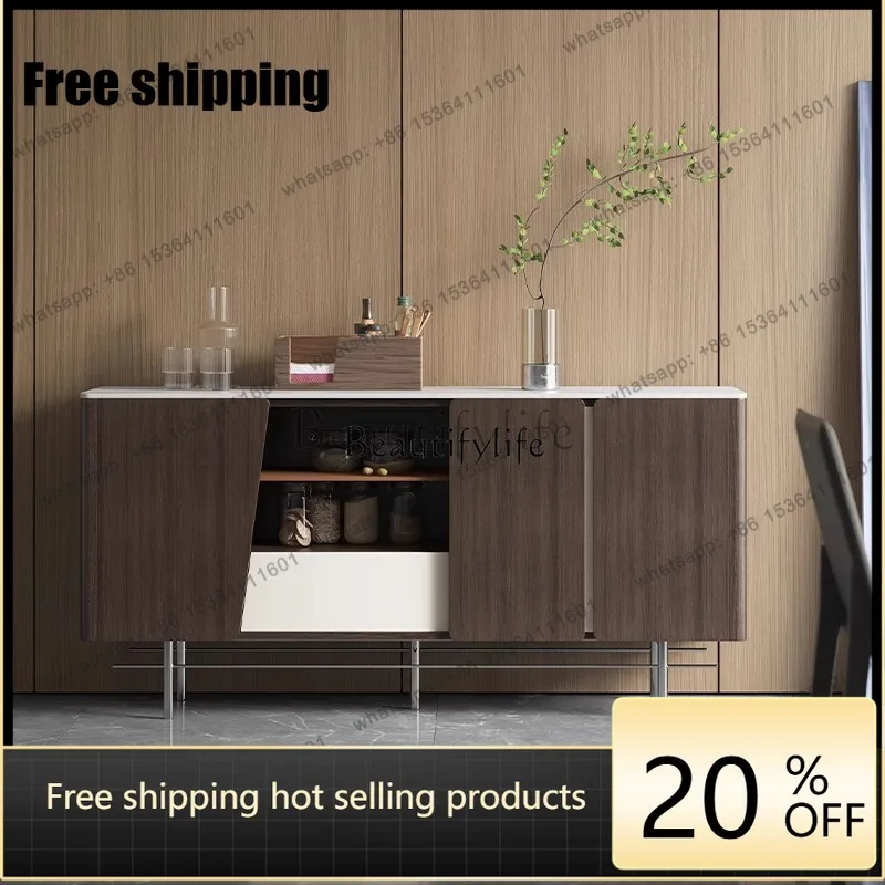 JJ -Italian minimalist side cabinet, modern minimalist light luxury living room, household wall storage, high-end door cabinet