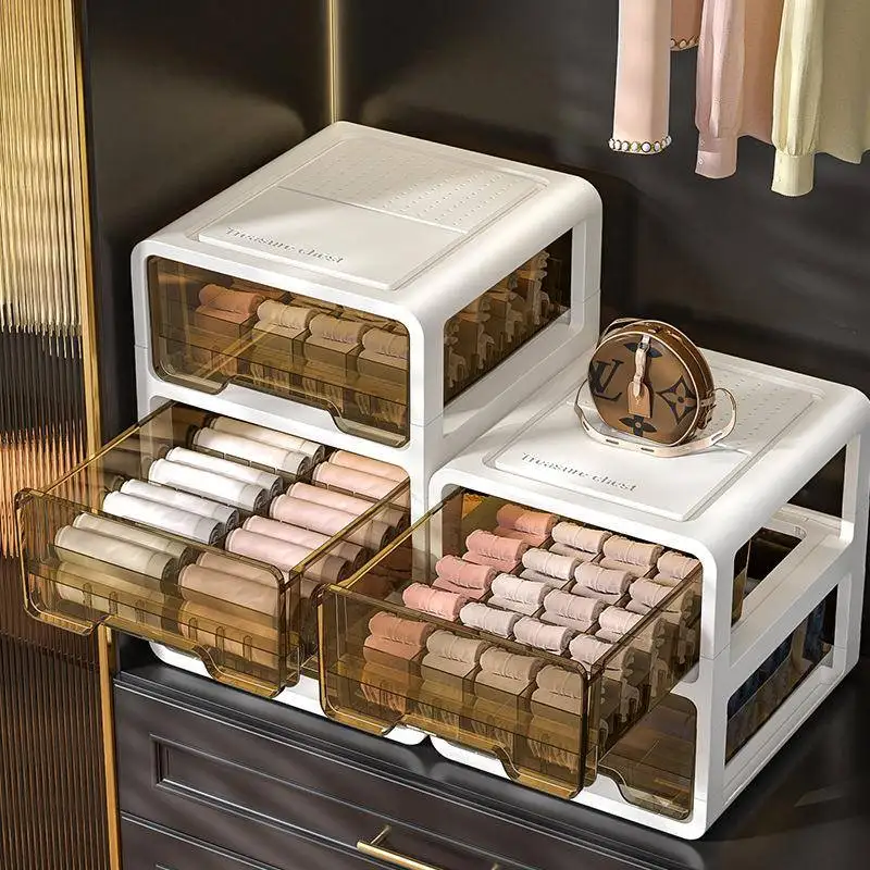 Three-In-One Drawer Type Storage Box Underwear Socks Organizer Layered Storage Box Home Use Plastic Organizer Box