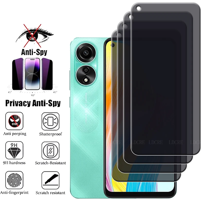 4Pcs For OPPO A78 4G Glass For OPPO A78 4G Screen Protector Protective Anti-Glare Privacy Anti-Spy Tempered Glass OPPO A78 A 78